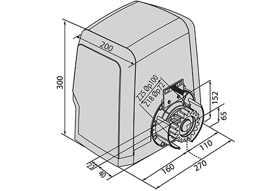 dimensiones motores para portones electricos BFT Ares BTA 500v