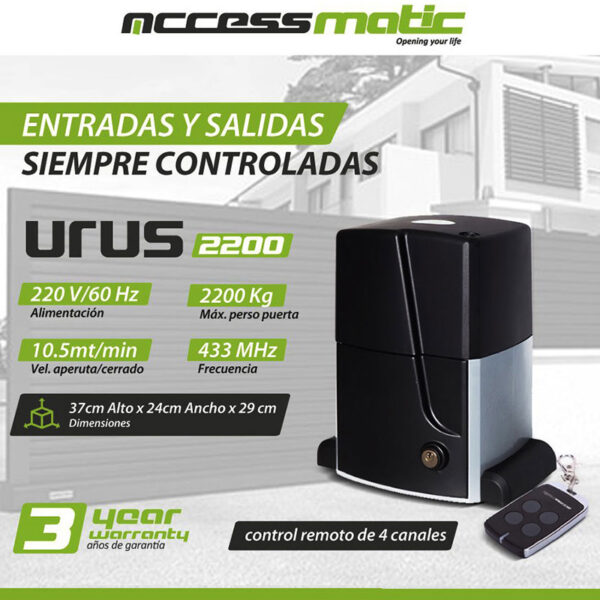 motor cremallera puerta corredera urus 2200 accessmatic en cucuta, valledupar, villavicencio, arauca, manizales, pereira, monteria, ibague, sincelejo, medellin